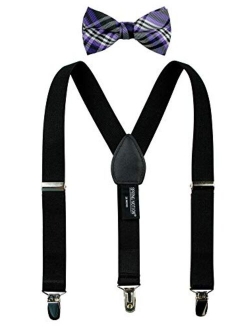 Boys' Suspenders and Purple Bow Tie Set