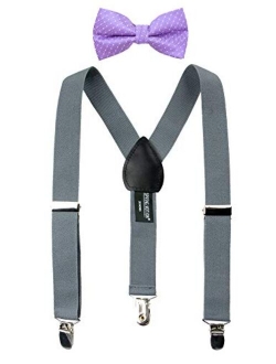 Boys' Suspenders and Purple Bow Tie Set