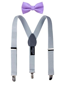 Boys' Suspenders and Purple Bow Tie Set