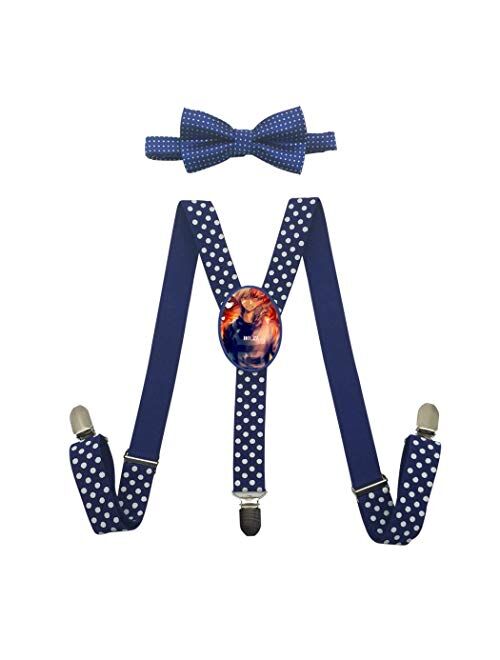 My Hero A-CA-demia Fire Boys/Girls Adjustable Polka Dot Y-Back Suspender & Bowtie Set