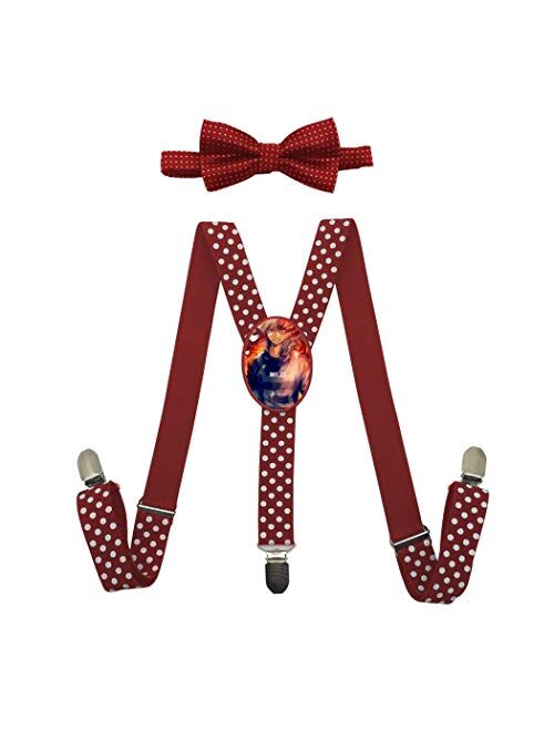 My Hero A-CA-demia Fire Boys/Girls Adjustable Polka Dot Y-Back Suspender & Bowtie Set