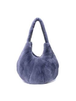 KAISHIN New Casual Hobo Bags for Women Full-pelt Rex Rabbit Fur Single Strap Shoulder Handbags Leisure Shopping Bags
