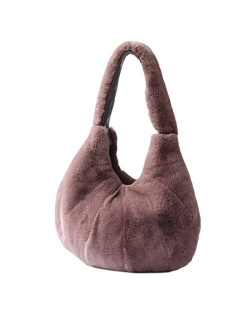 KAISHIN New Casual Hobo Bags for Women Full-pelt Rex Rabbit Fur Single Strap Shoulder Handbags Leisure Shopping Bags