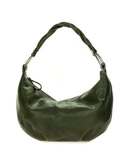 Robe di Firenze Italian Made Khaki Green Organically Treated Leather Hobo Bag