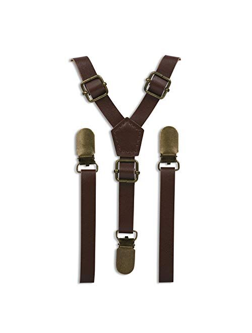 Skinny Suspenders for Kids - Ring Bearer wedding outfits Leather Like for Kids Ages 2 mos to 17 Years - By London Jae Apparel