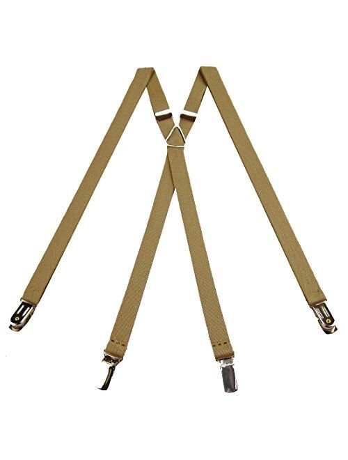 Khaki Men's Skinny Solid Suspenders for pants trousers Made in the USA