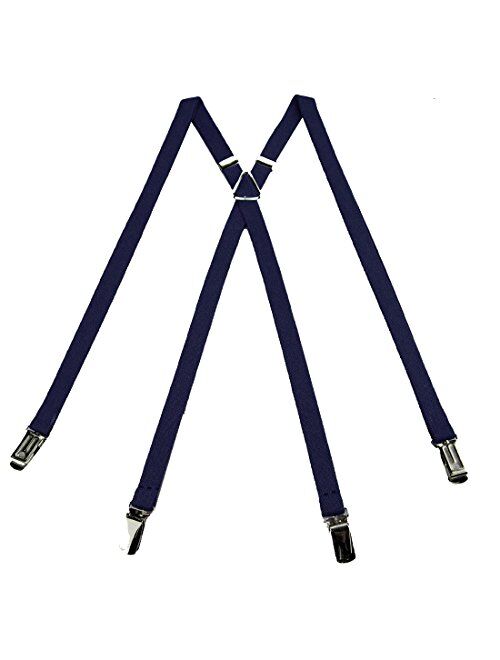 Navy Men's Skinny Solid Suspenders for pants trousers Made in the USA