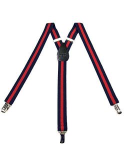 Navy - Red Men's Youth Stripe Suspenders for pants trousers Made in the USA