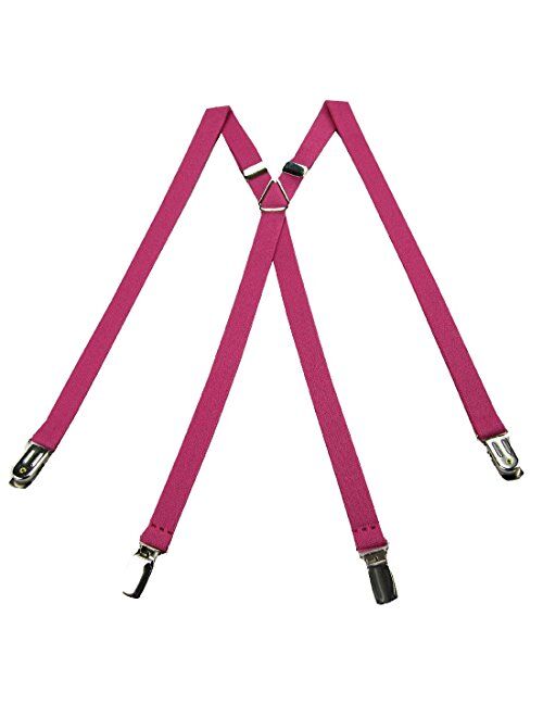 Pink Men's Skinny Solid Suspenders for pants trousers Made in the USA