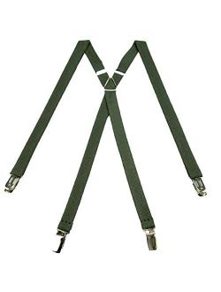 Olive Green Men's Skinny Solid Suspenders for pants trousers Made in the USA