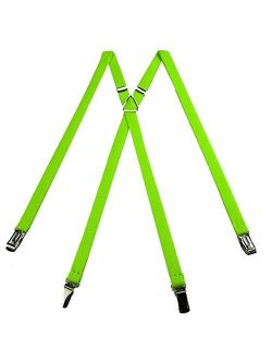 Flourescent Lime Men's Skinny Solid Suspenders for pants trousers Made in the USA