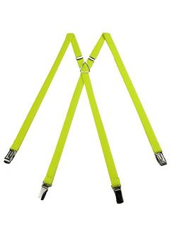 Flourescent Yellow Men's Skinny Solid Suspenders for pants trousers Made in the USA