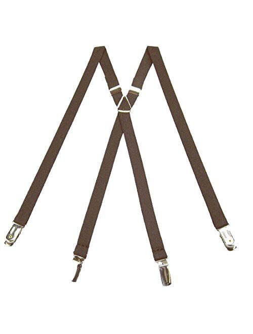 Dark Brown Men's Skinny Solid Suspenders for pants trousers Made in the USA