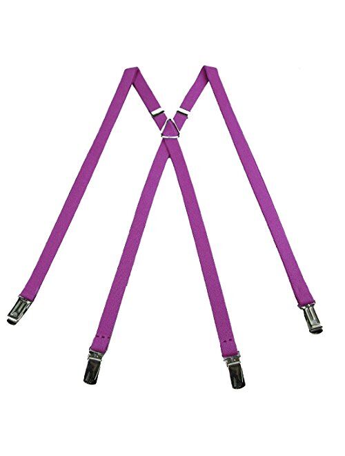 Violet Purple Men's Skinny Solid Suspenders for pants trousers Made in the USA