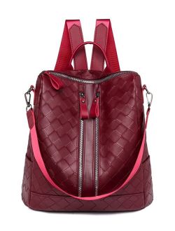 Red Double Front-Zip Convertible Backpack