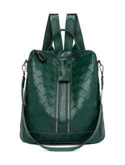 Green Double Front-Zip Convertible Backpack