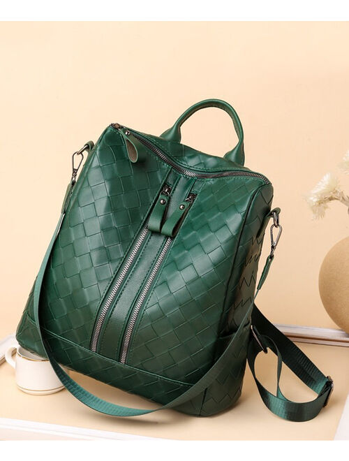 Green Double Front-Zip Convertible Backpack