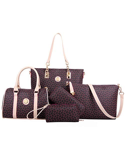 Women Handbag Set 6 Pcs PU Leather Tote Purse Set Multi-purpose Classic Shoulder Bag