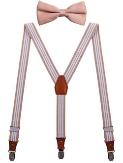 SUNNYTREE Boys Mens Suspenders Bow Tie Set Classic Y Shape Adjustable