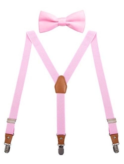 SUNNYTREE Boys Mens Suspenders Bow Tie Set Classic Y Shape Adjustable