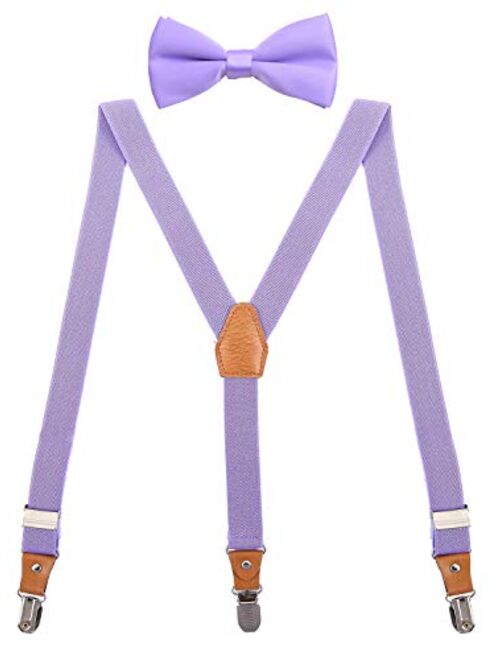 SUNNYTREE Boys Mens Suspenders Bow Tie Set Classic Y Shape Adjustable