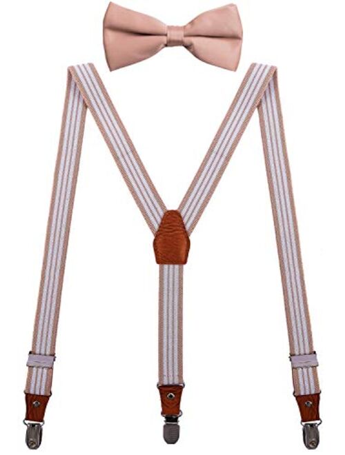 SUNNYTREE Boys Mens Suspenders Bow Tie Set Classic Y Shape Adjustable