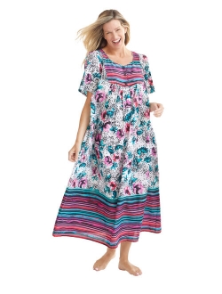 Only Necessities Women's Plus Size Mixed Print Long Lounger Nightgown