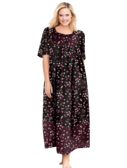 Only Necessities Women's Plus Size Mixed Print Long Lounger Nightgown