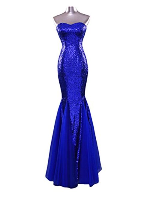 LIMATRY Women's Sexy Sequined Bra Mermaid Wedding Toast Evening Dress