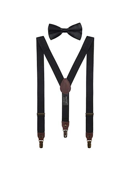 Shark Tooth Kids Bow Tie Suspenders Set Y Shape Adjustable-for Wedding Vintage