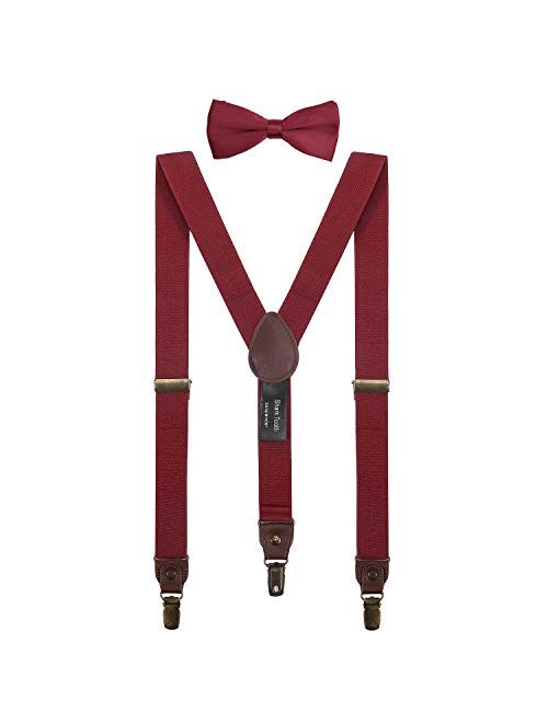 Shark Tooth Kids Bow Tie Suspenders Set Y Shape Adjustable-for Wedding Vintage