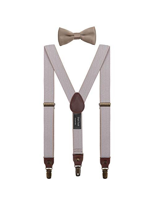 Shark Tooth Kids Bow Tie Suspenders Set Y Shape Adjustable-for Wedding Vintage