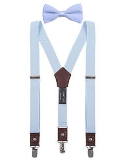 SUNNYTREE Kids Suspenders Bow Tie Set Y Back Adjustable Elastic