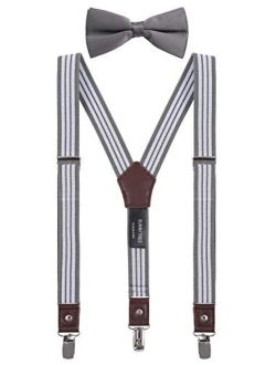 SUNNYTREE Kids Suspenders Bow Tie Set Y Back Adjustable Elastic