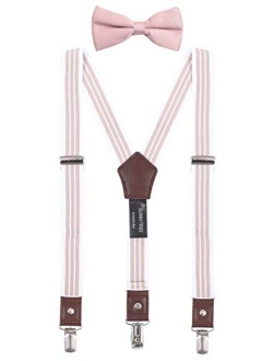 SUNNYTREE Kids Suspenders Bow Tie Set Y Back Adjustable Elastic