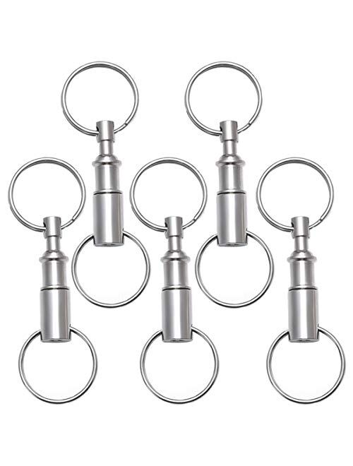 Rongbo 2 Pack Quick Release Detachable Pull Apart Key Rings Keychains,Double Spring Split Snap Seperate Chain Lock Holder Convenient Accessory Gift