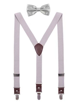 ORSKY Men Boys Bow Tie and Suspenders Set Adjustable Elastic