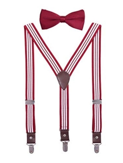 ORSKY Men Boys Bow Tie and Suspenders Set Adjustable Elastic