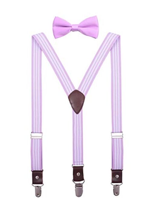 ORSKY Men Boys Bow Tie and Suspenders Set Adjustable Elastic