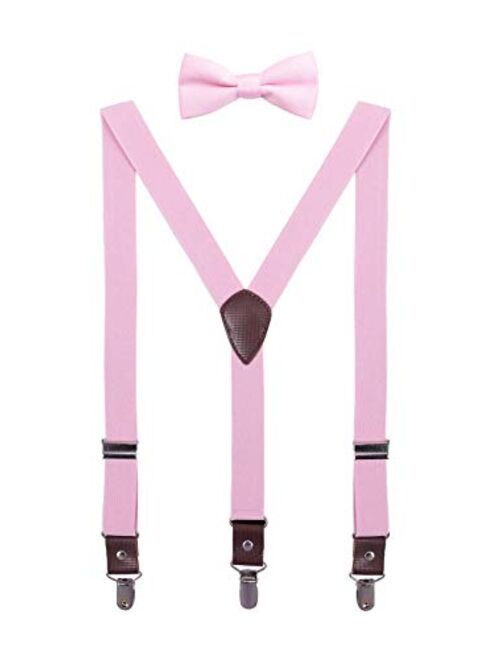 ORSKY Men Boys Bow Tie and Suspenders Set Adjustable Elastic