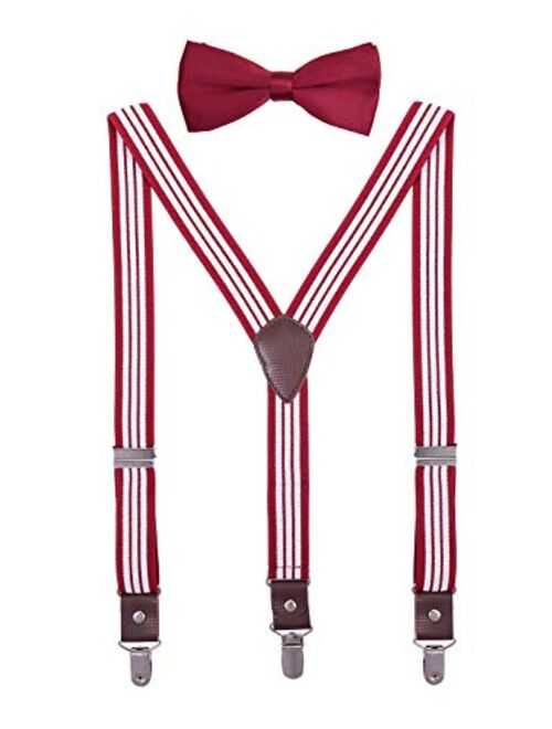 ORSKY Men Boys Bow Tie and Suspenders Set Adjustable Elastic