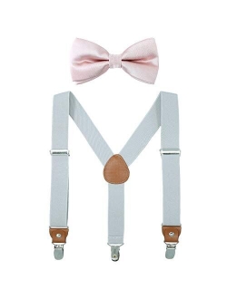 Child Kids Suspender Bowtie Sets - Y Shape Adjustable Suspender with Silk Bowties Gift Idea for Boys and Girls by WELROG