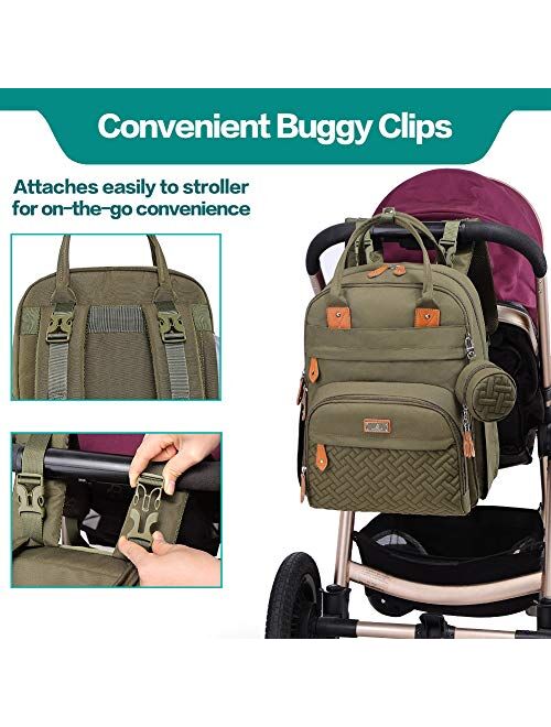 Diaper Bag Backpack, BabbleRoo Baby Nappy Changing Bags Multifunction Waterproof Travel Back Pack with Changing Pad & Stroller Straps & Pacifier Case, Unisex and Stylish 