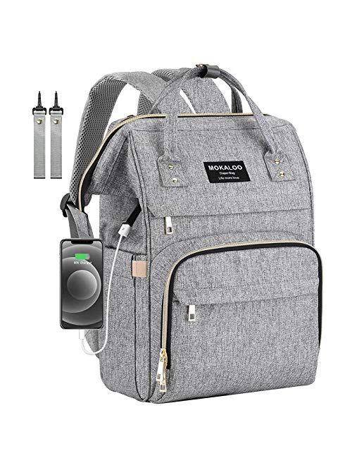 Diaper Bag Backpack, Mokaloo Large Baby Bag, Multi-functional Travel Back Pack, Anti-Water Maternity Nappy Bag Changing Bags with Insulated Pockets Stroller Straps and Bu