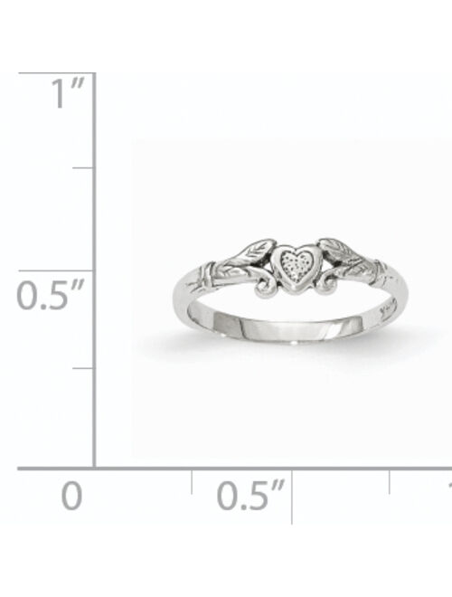 14K White Gold Textured Mini Heart Baby Ring