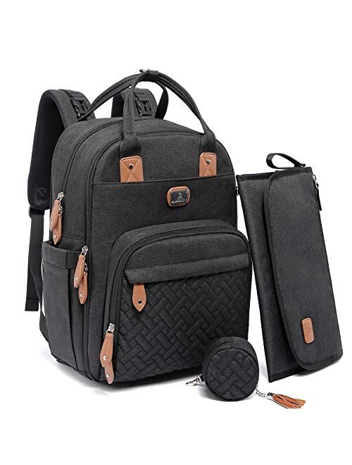 Diaper Bag Backpack with Portable Changing Pad, Pacifier Case and Stroller Straps, Dikaslon Large Unisex Baby Bags for Boys Girls, Multipurpose Travel Back Pack for Moms 