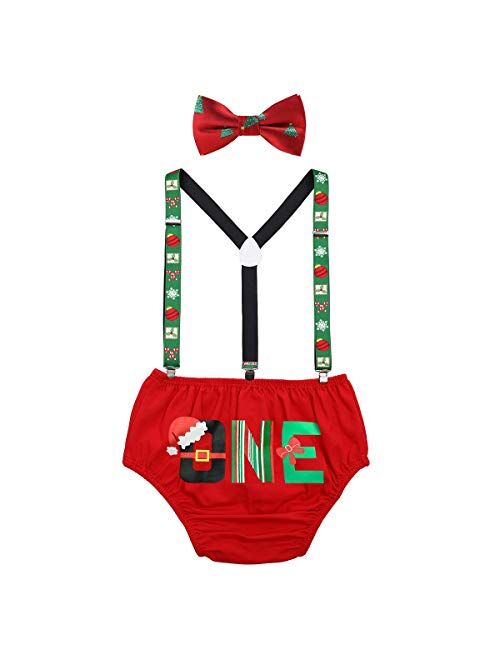 IBTOM CASTLE Baby Boys1st 2nd Birthday Cake Smash Photo Prop Outfits Wild ONE Bloomers Bow Tie Suspender Party Wedding Clothes Set