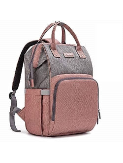 Diaper Bag Backpack Nappy Bag Upsimples Baby Bags for Mom and Dad Maternity Diaper Bag with USB Charging Port Stroller Straps Thermal Pockets,Water Resistant, Pink Grey