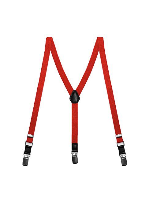 TieMart Boys' Red Skinny Suspenders