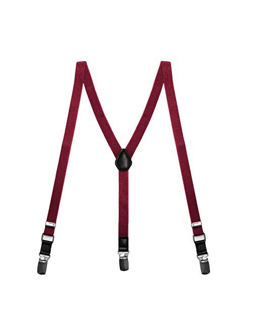 TieMart Boys' Burgundy Skinny Suspenders